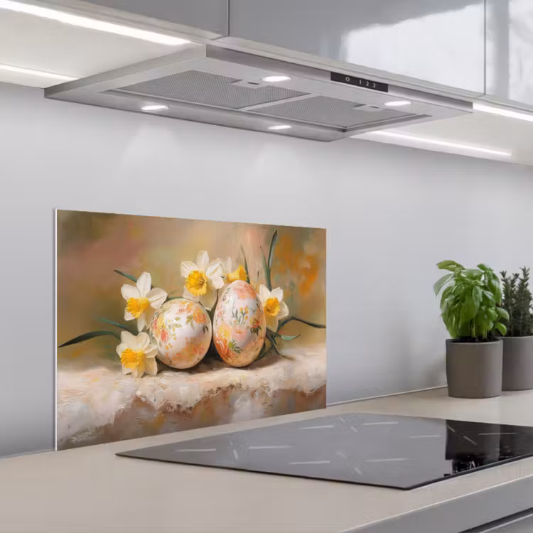 Spatscherm keuken - Bloemen - Eieren - Geschilderd — 5
