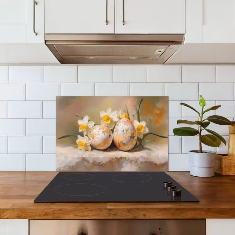 Spatscherm keuken - Bloemen - Eieren - Geschilderd — 6