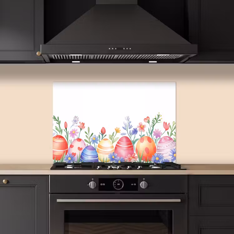Spatscherm keuken - Bloementuin - Kleurrijk - Eieren — 2