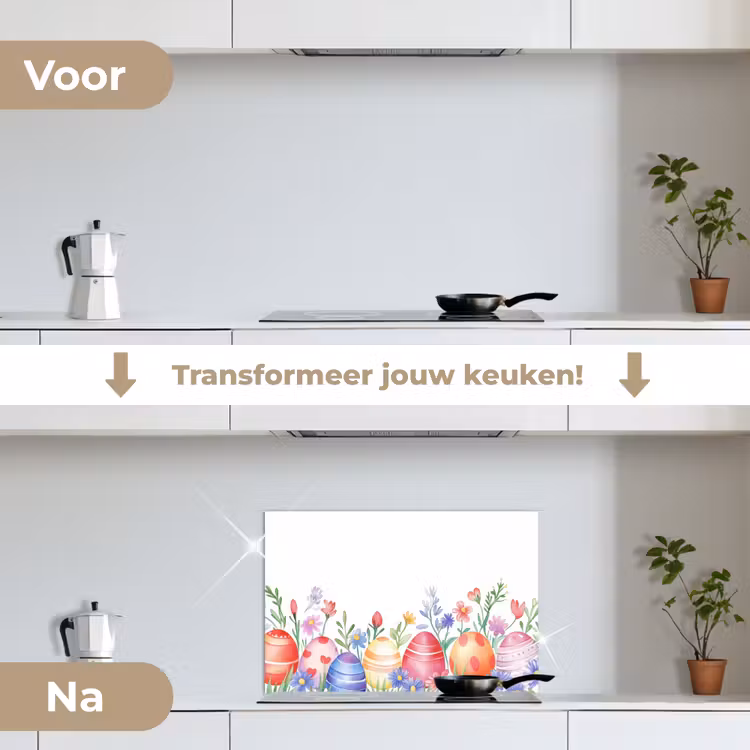 Spatscherm keuken - Bloementuin - Kleurrijk - Eieren — 3