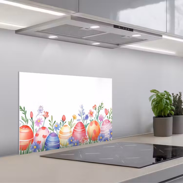 Spatscherm keuken - Bloementuin - Kleurrijk - Eieren — 5