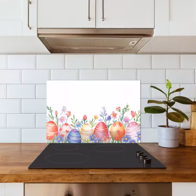 Spatscherm keuken - Bloementuin - Kleurrijk - Eieren — 6
