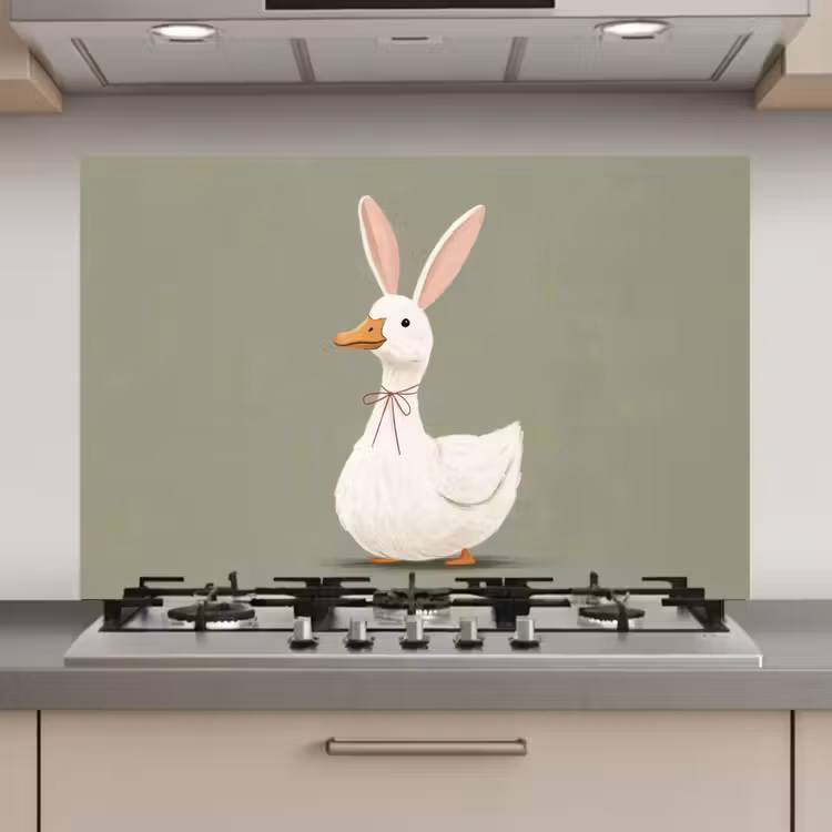 Spatscherm keuken - Eend - Konijnoren - Grijs — 1