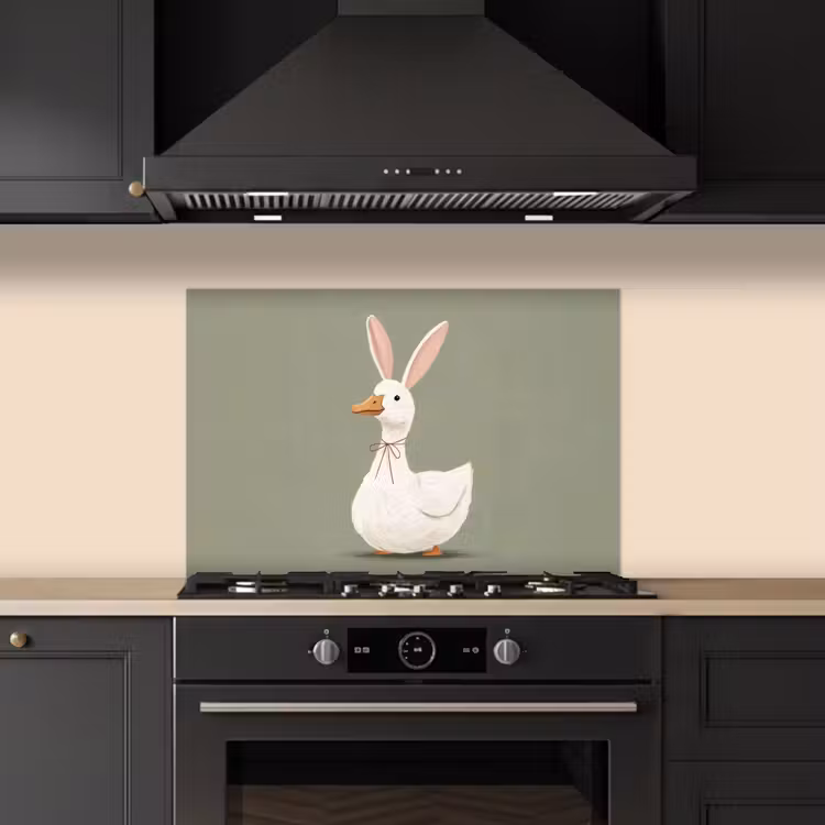 Spatscherm keuken - Eend - Konijnoren - Grijs — 2