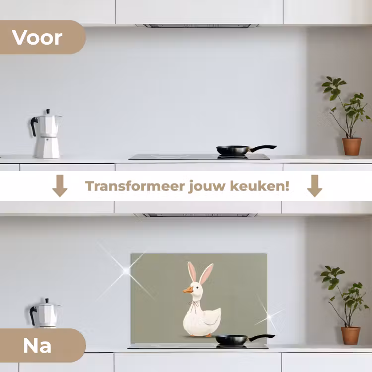 Spatscherm keuken - Eend - Konijnoren - Grijs — 3