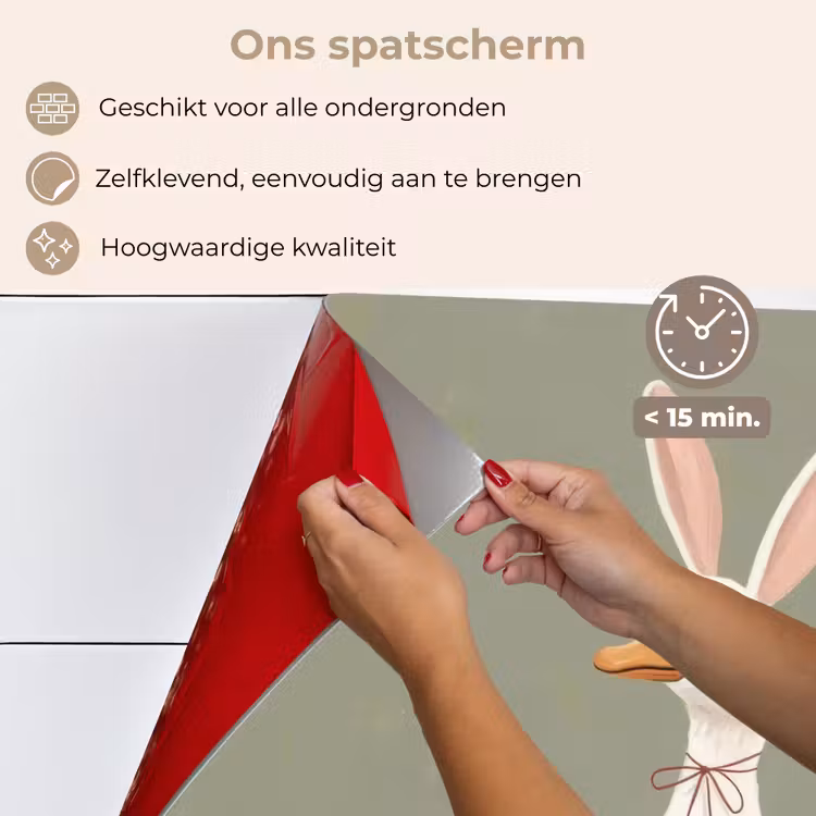 Spatscherm keuken - Eend - Konijnoren - Grijs — 4
