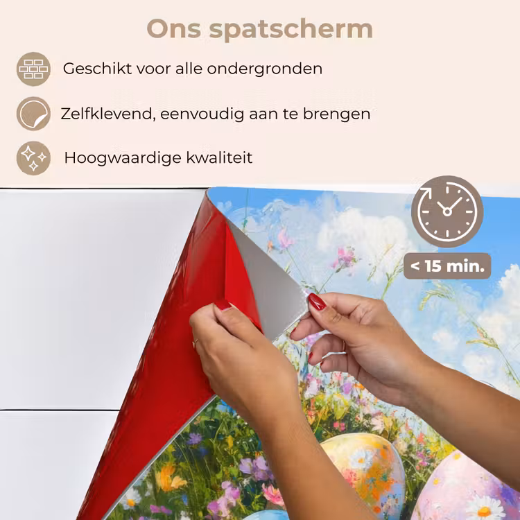 Spatscherm keuken - Grasveld - Eieren - Bloemen — 4
