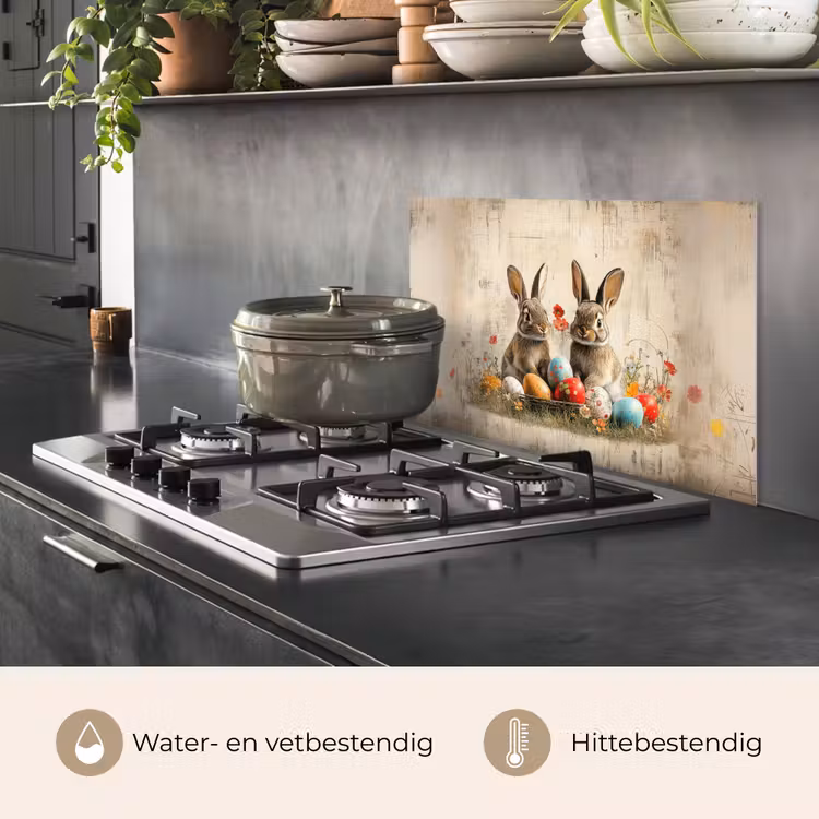 Spatscherm keuken - Konijnen - Bloemen - Eieren — 7