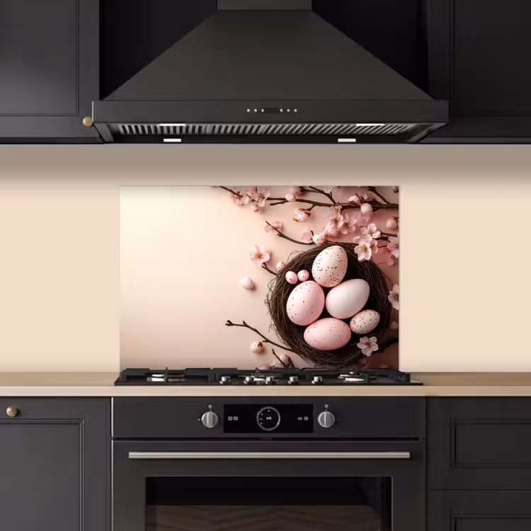 Spatscherm keuken - Roze - Bloesems - Eieren — 2