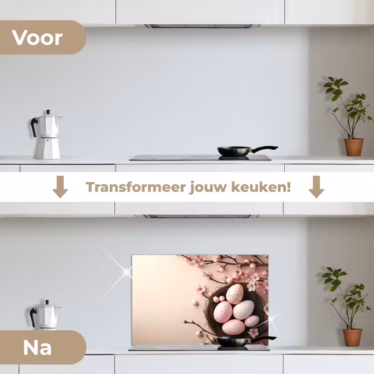 Spatscherm keuken - Roze - Bloesems - Eieren — 3