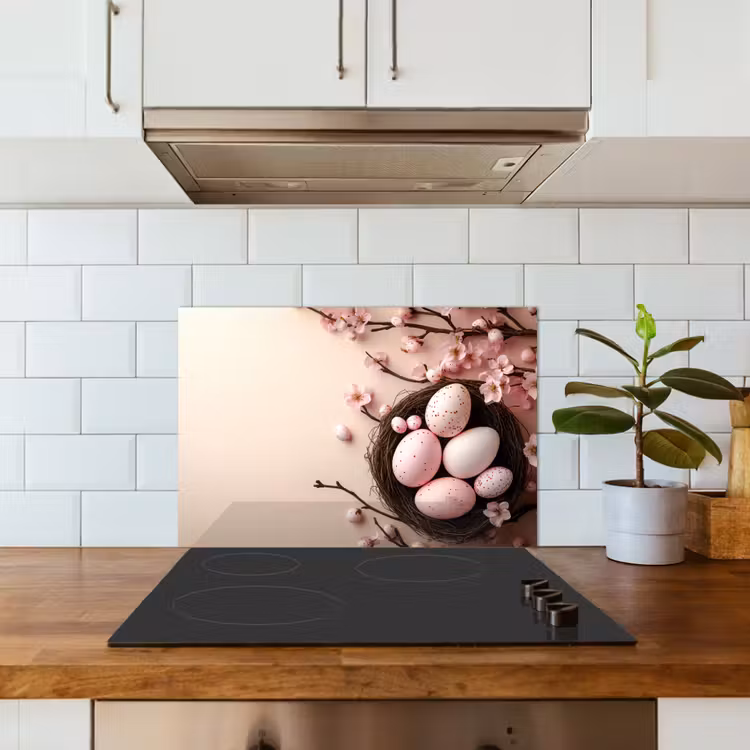 Spatscherm keuken - Roze - Bloesems - Eieren — 6