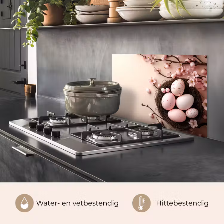 Spatscherm keuken - Roze - Bloesems - Eieren — 7