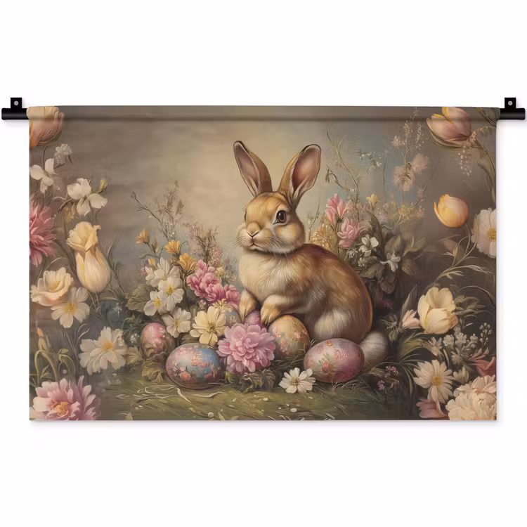 Wandkleed - Haas - Stilleven - Bloemen — 1