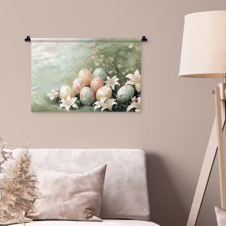 Wandkleed - Paaseieren - Pasteltinten - Bloemen — 2