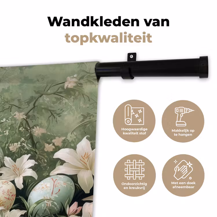 Wandkleed - Paaseieren - Pasteltinten - Bloemen — 3