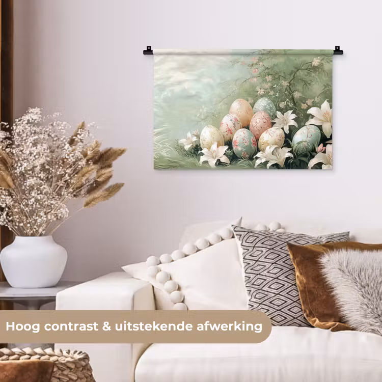 Wandkleed - Paaseieren - Pasteltinten - Bloemen — 4