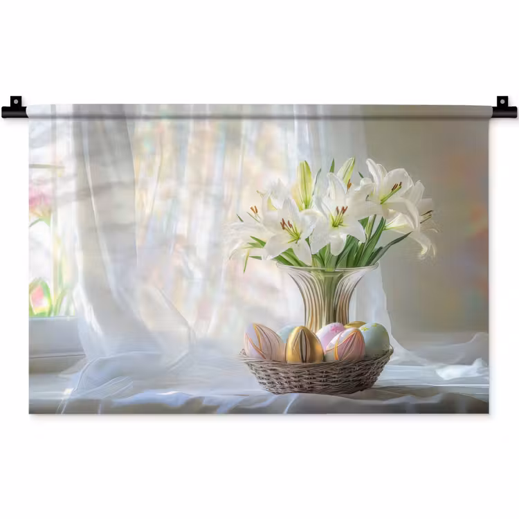 Wandkleed - Vaas - Eieren - Bloemen — 1