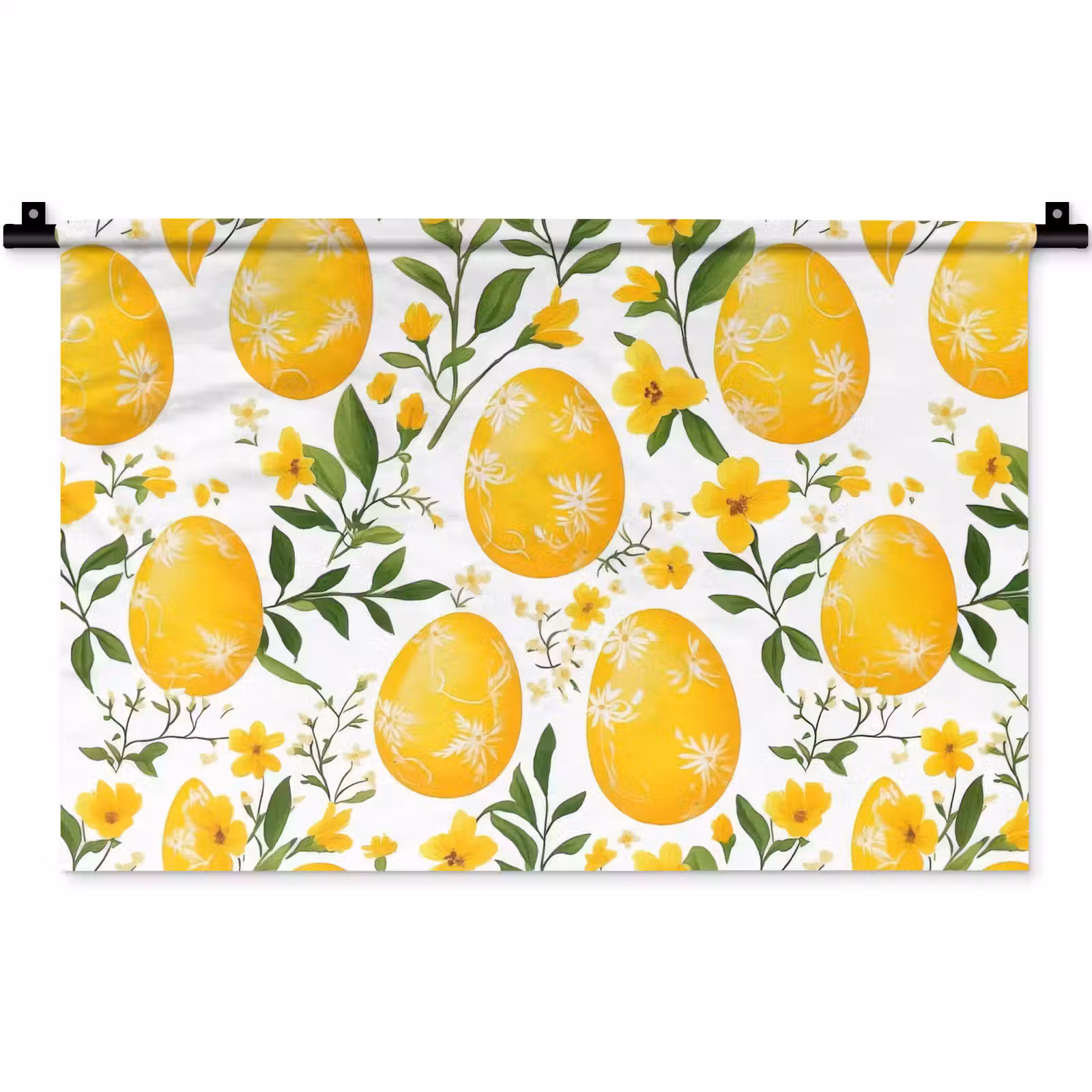 Wandkleed - Bloemen - Paaseieren - Geel — 1
