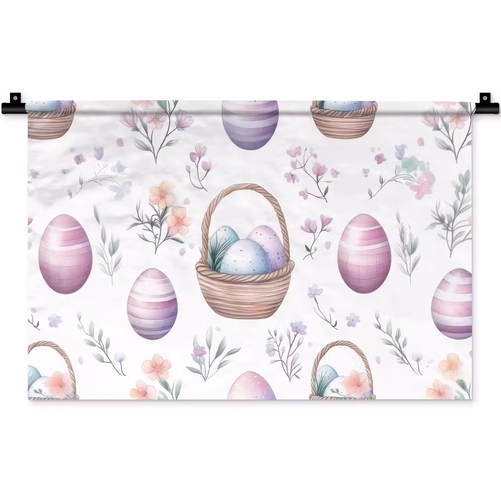 Wandkleed - Bloemen - Paaseieren - Patroon — 1