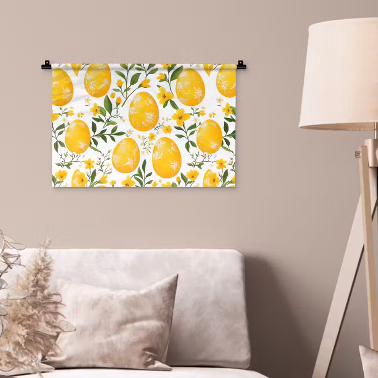 Wandkleed - Bloemen - Paaseieren - Geel — 2