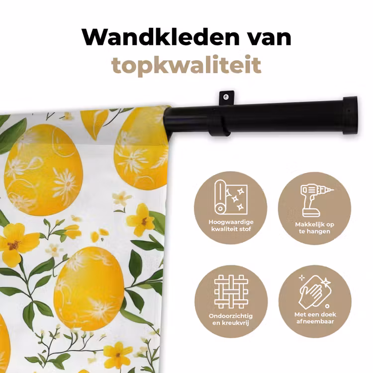 Wandkleed - Bloemen - Paaseieren - Geel — 3