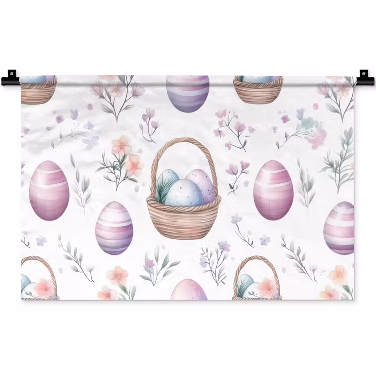 Wandkleed - Bloemen - Paaseieren - Patroon — 1