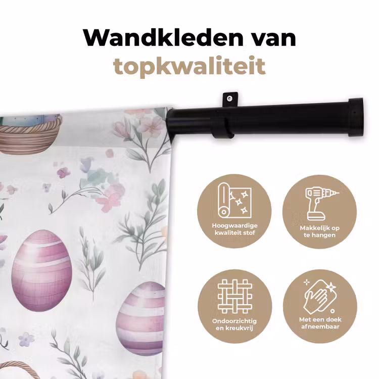 Wandkleed - Bloemen - Paaseieren - Patroon — 3