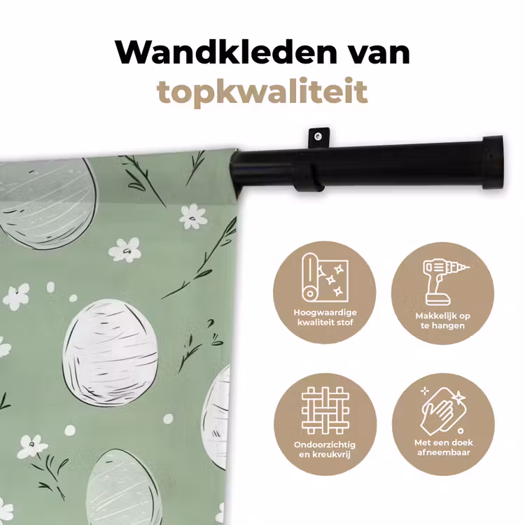 Wandkleed - Groen - Eieren - Patroon — 3