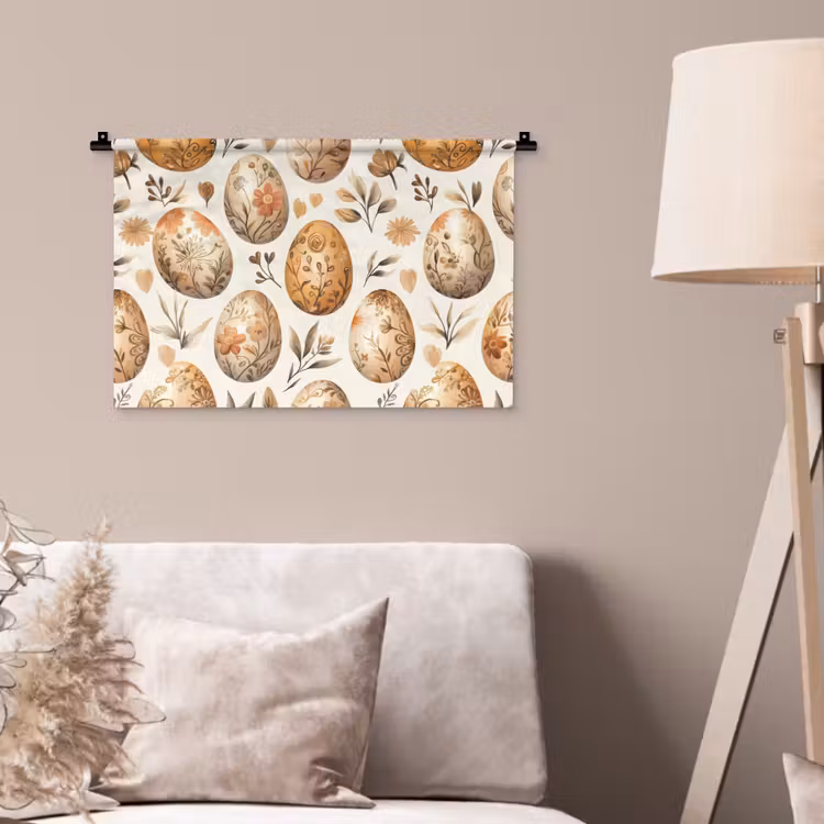 Wandkleed - Paaseieren - Bruin - Bloemen — 2