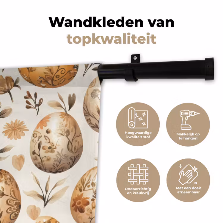 Wandkleed - Paaseieren - Bruin - Bloemen — 3