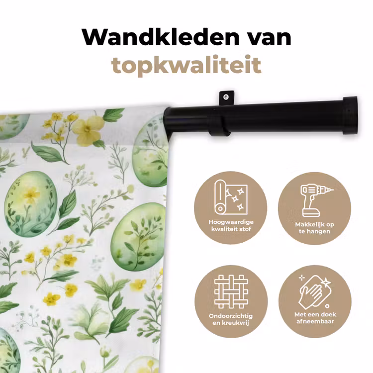 Wandkleed - Patroon - Groen - Eieren — 3
