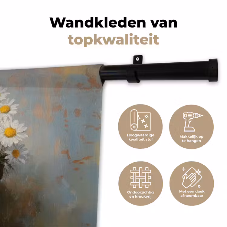 Wandkleed - Bloempot - Kuiken - Bloemetjes — 3