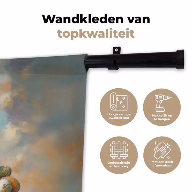 Wandkleed - Konijn - Eieren - Kleurrijk — 3
