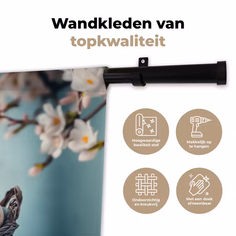 Wandkleed - Konijn - Eieren - Mand — 3