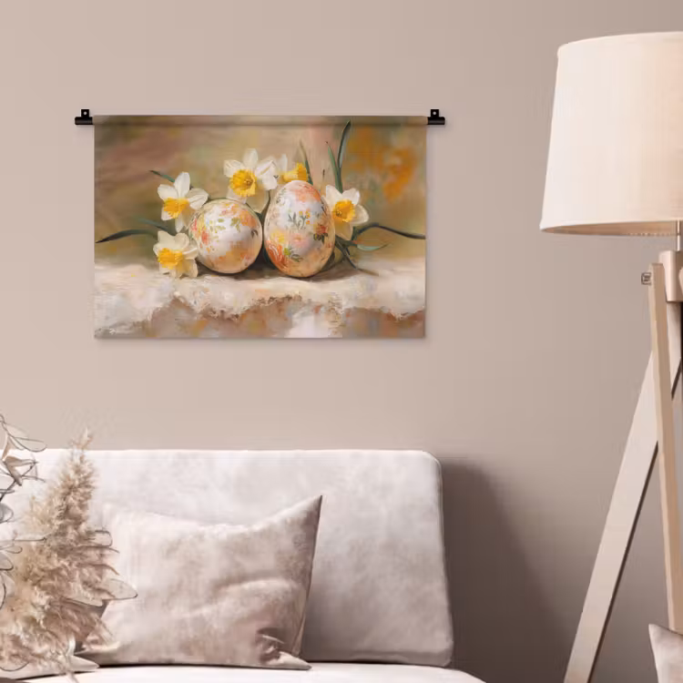 Wandkleed - Bloemen - Eieren - Geschilderd — 2