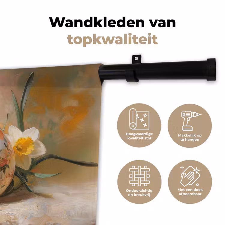 Wandkleed - Bloemen - Eieren - Geschilderd — 3