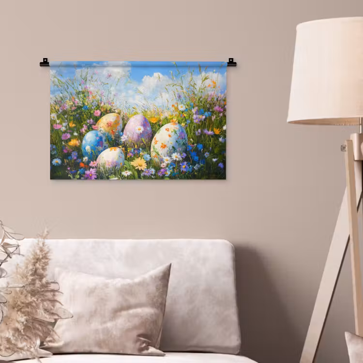 Wandkleed - Grasveld - Eieren - Bloemen — 2