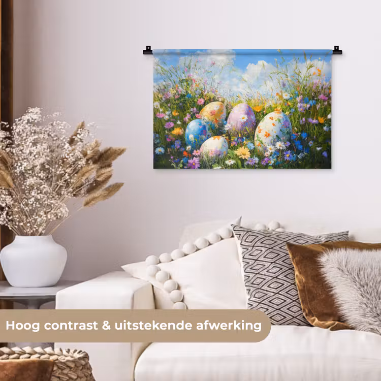 Wandkleed - Grasveld - Eieren - Bloemen — 4