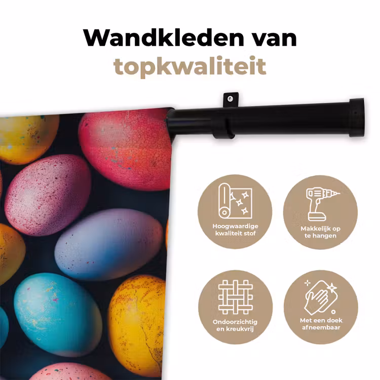 Wandkleed - Kleurrijk - Paaseitjes - Spetters — 3