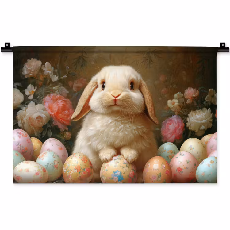 Wandkleed - Konijn - Paaseieren - Stilleven — 1