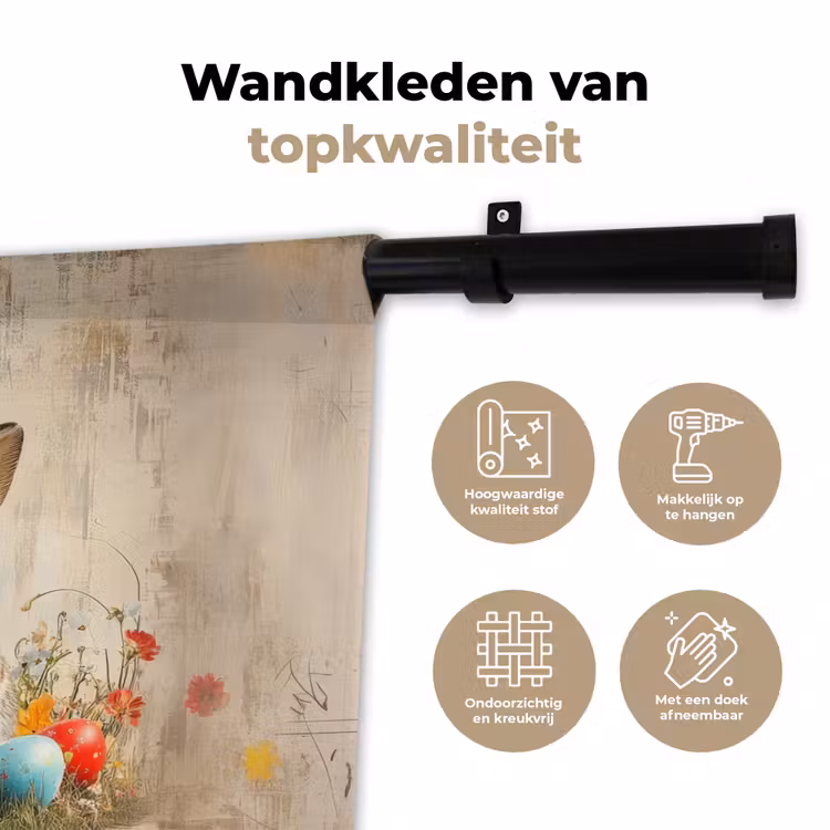 Wandkleed - Konijnen - Bloemen - Eieren — 3