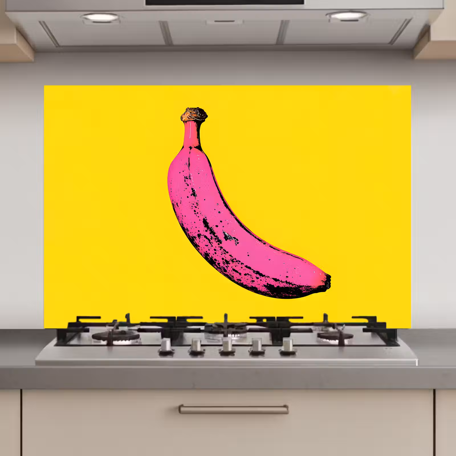Spatscherm keuken - Banaan - Grafisch - Geel — 1