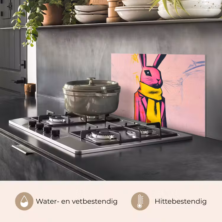 Spatscherm keuken - Abstract - Konijn - Sjaal - Geel — 7