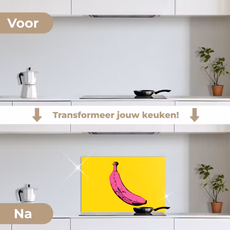 Spatscherm keuken - Banaan - Grafisch - Geel — 3
