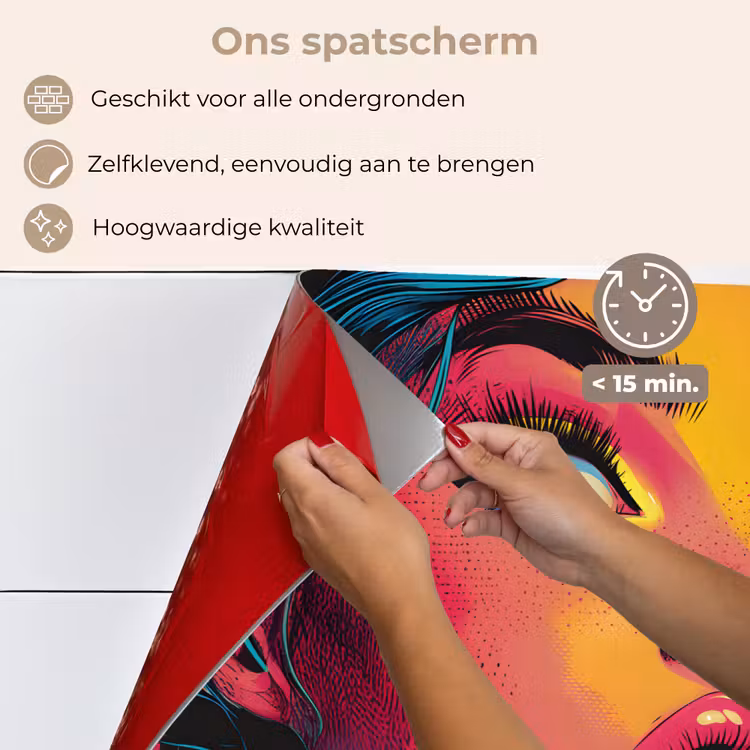 Spatscherm keuken - Close-up - Vrouwengezicht - Stippen - Geel — 4