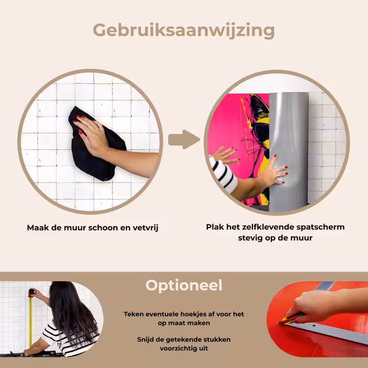 Spatscherm keuken - Kat - Art - Zonnebril - Roze — 8