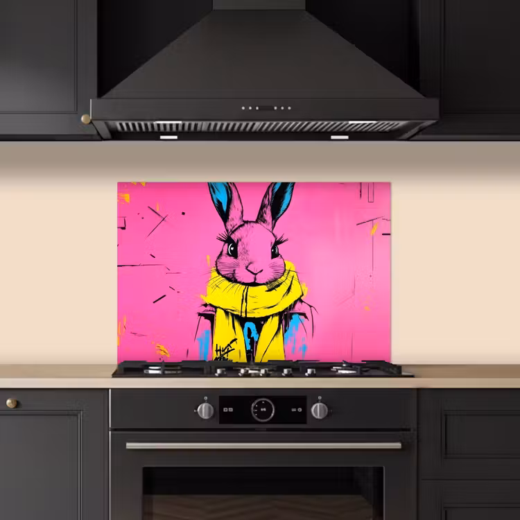 Spatscherm keuken - Konijn - Felroze - Sjaal - Abstract — 2