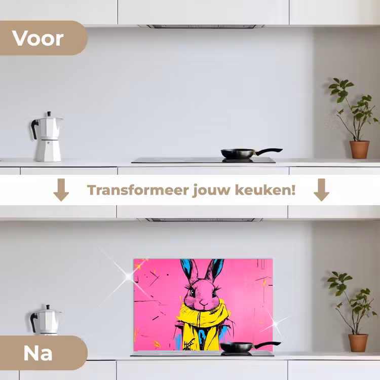 Spatscherm keuken - Konijn - Felroze - Sjaal - Abstract — 3
