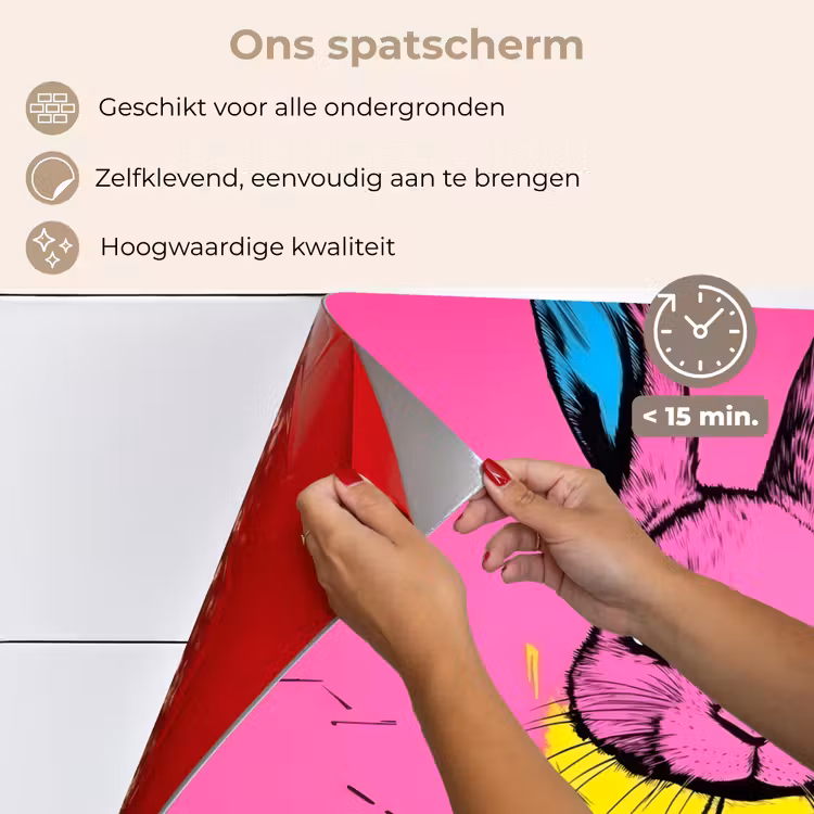 Spatscherm keuken - Konijn - Felroze - Sjaal - Abstract — 4