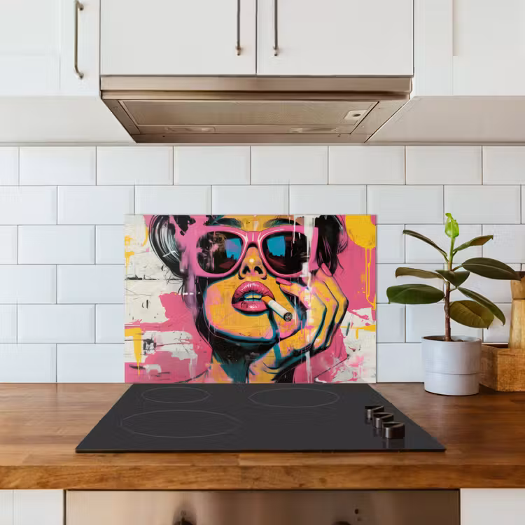 Spatscherm keuken - Portret - Vrouw - Abstract - Zonnebril — 6